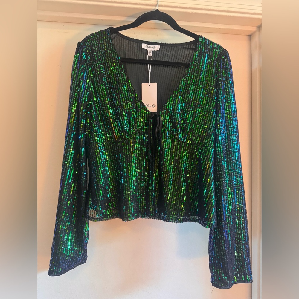 Emerald Sequin Blouse